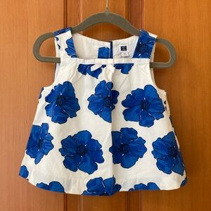 Janie and Jack Blue Floral Sleeveless Top with bow. 2T NWOT